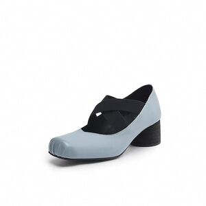 Elegant Blue Women's Ballet Leather shoes